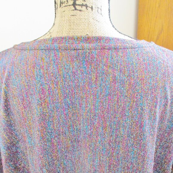 ASOS Women's Plus Size, Multicolor Metallic Thread Short Sleeve Top Stretch, 22 - Picture 7 of 11